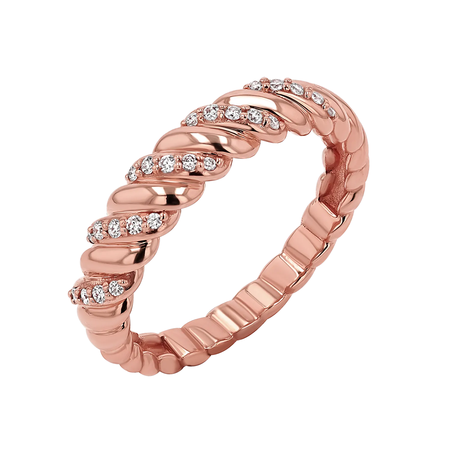 Wide Diamond Twist Ring