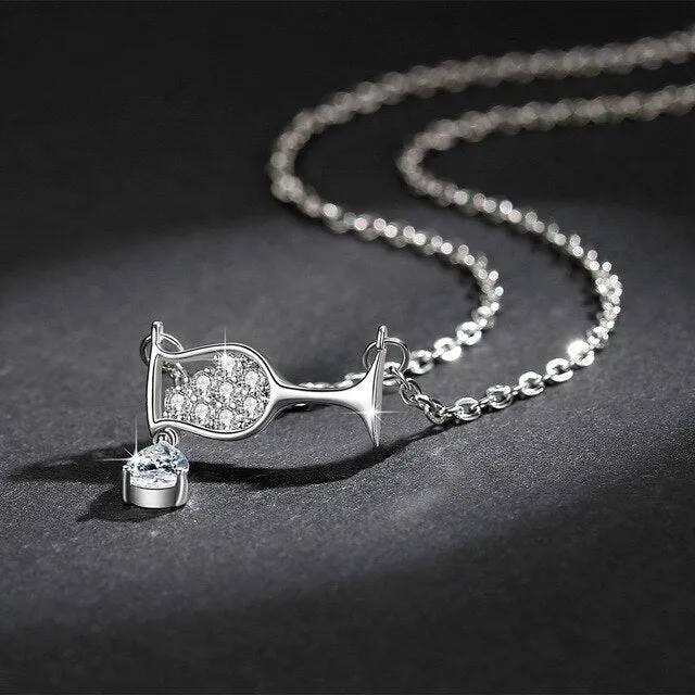 Wine Glass Pendant Necklace Women zircon Luxury Necklace
