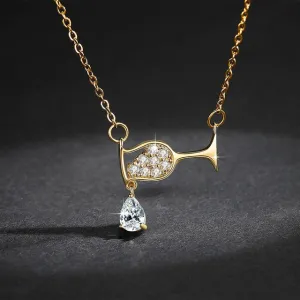 Wine Glass Pendant Necklace Women zircon Luxury Necklace
