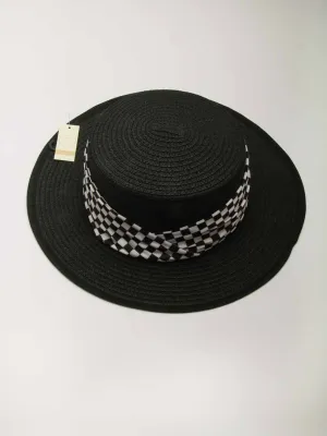 WOMEN'S CHEKER PRINT DETAILED SUN HATS