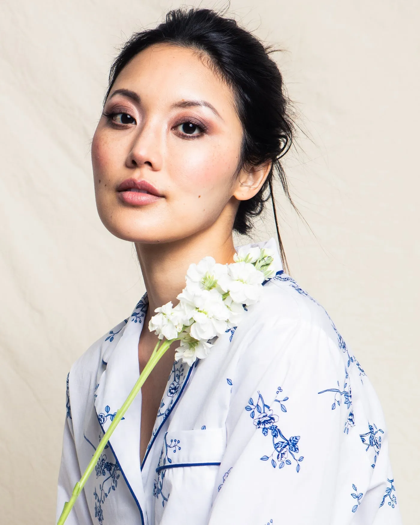 Women's Indigo Floral Twill Nightshirt