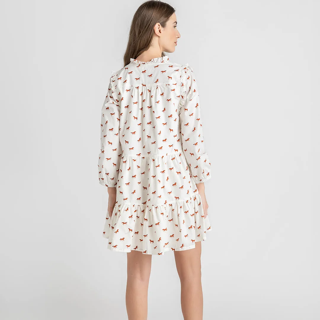 Womens Kalani Dress - Tiny Horses || Pink Chicken