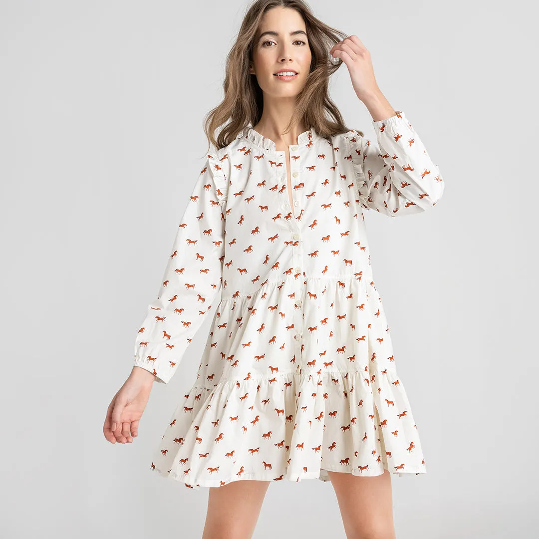 Womens Kalani Dress - Tiny Horses || Pink Chicken