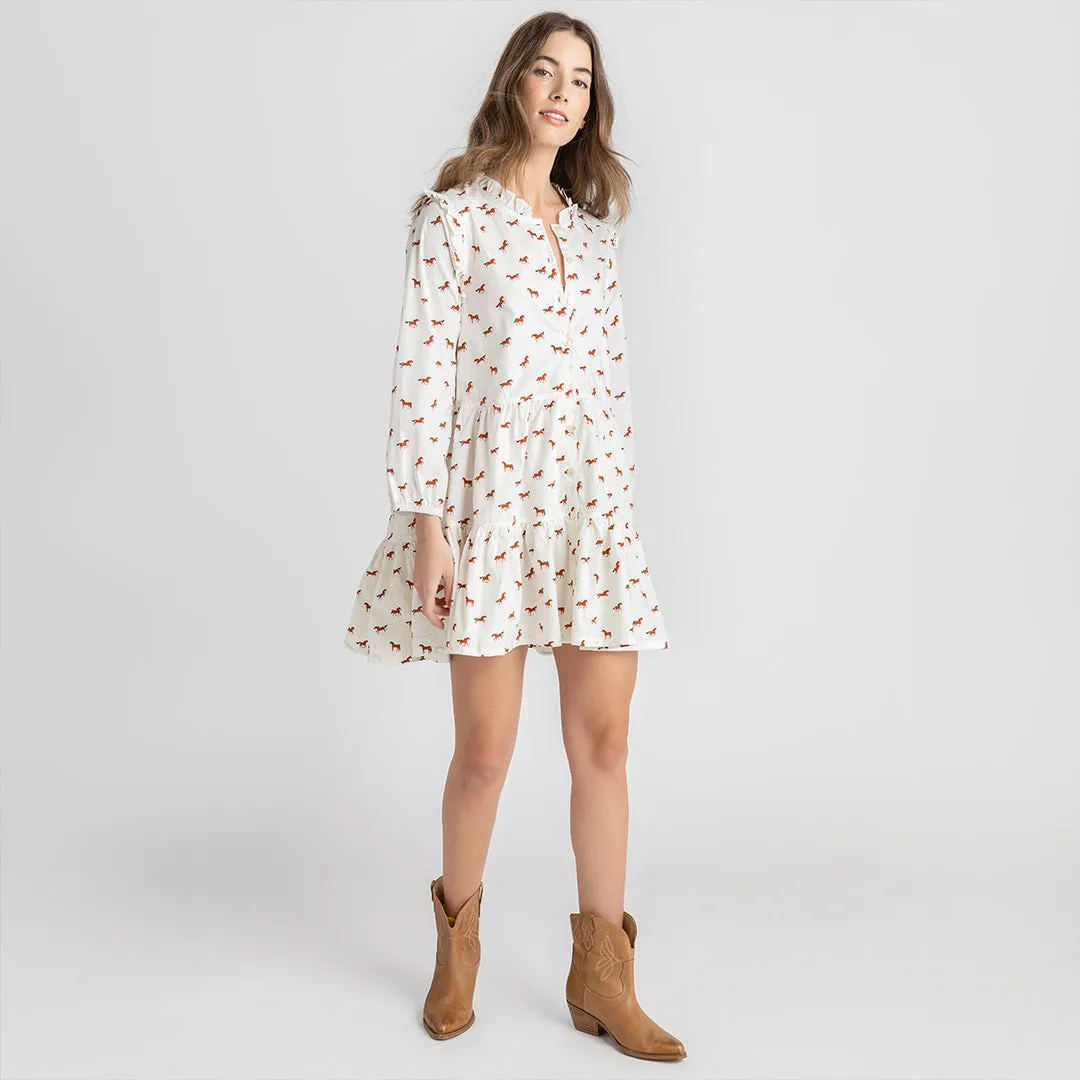 Womens Kalani Dress - Tiny Horses || Pink Chicken