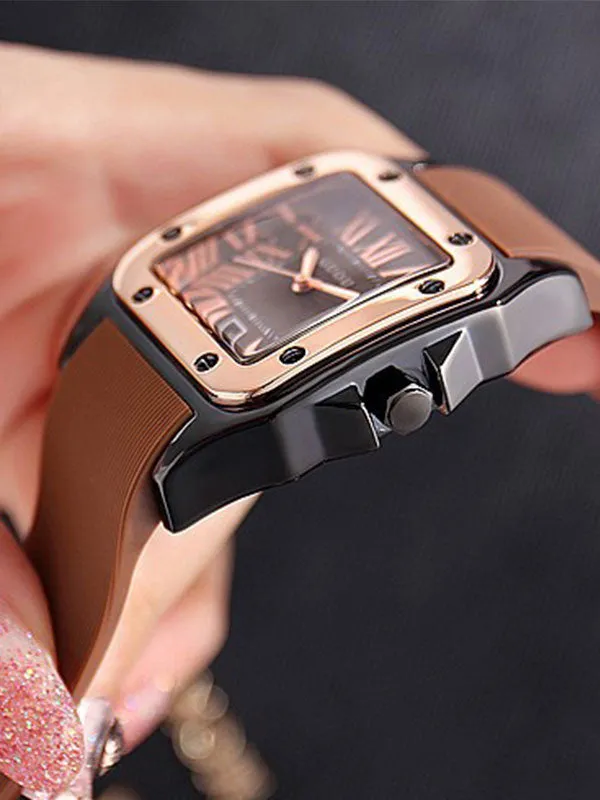 Women's Watch square calendar dial silicone strap simple watch