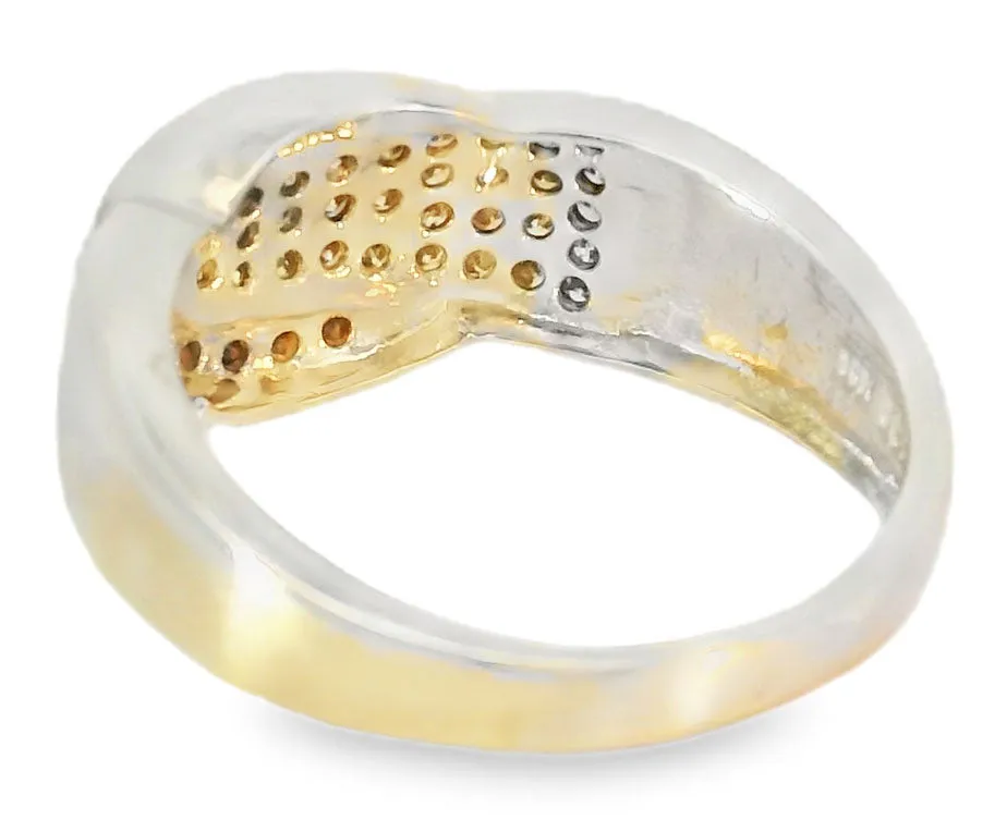 Wonderful Estate 14K White Gold Garnet Champagne Diamond Belt Buckle Band Ring