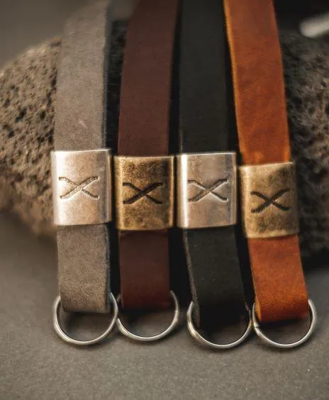 X Leather Camera Strap  Grey 15mm - Silver X