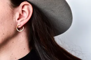 Yellow Gold Square Tube Diamond Hoop Earrings
