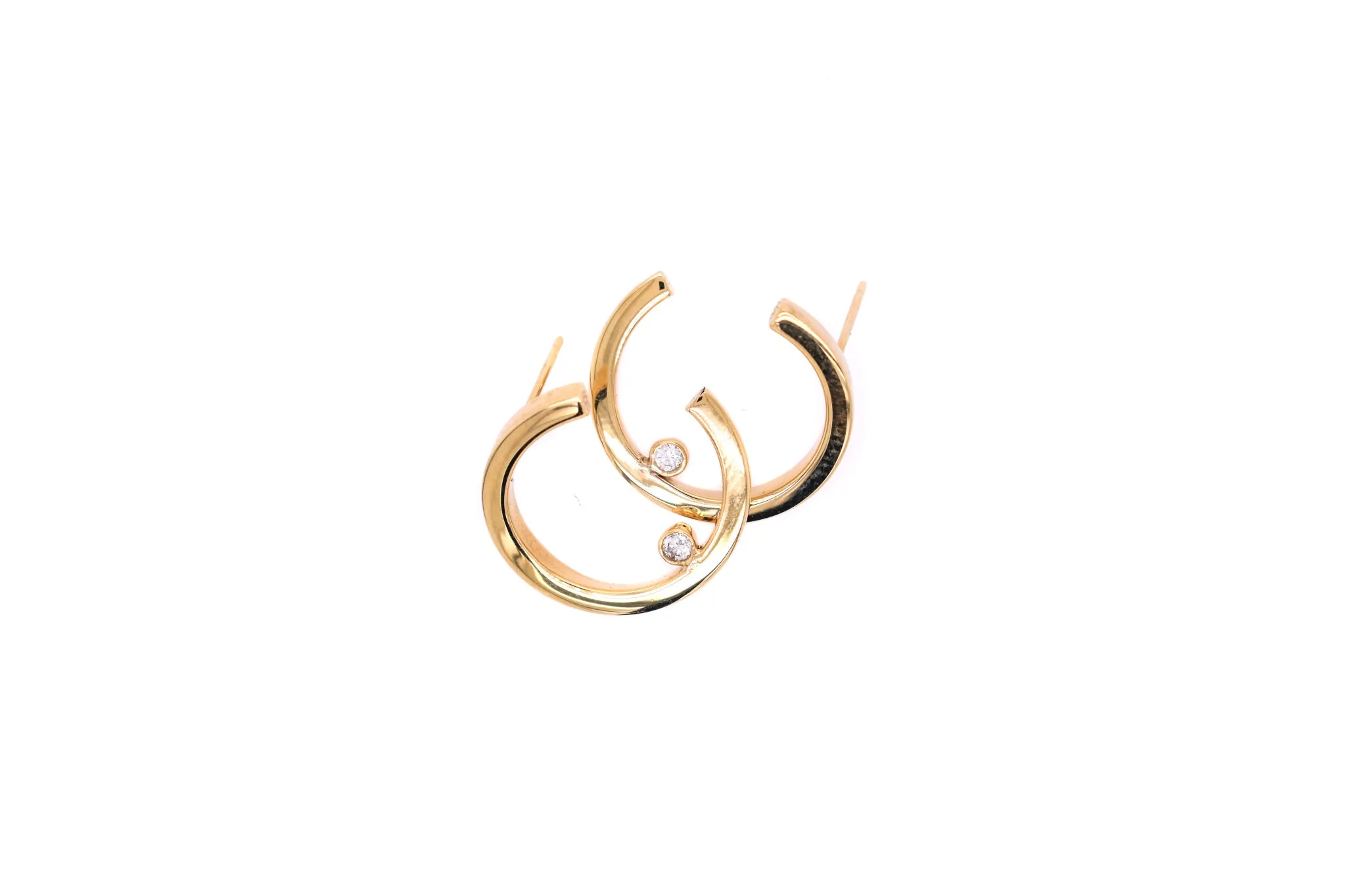 Yellow Gold Square Tube Diamond Hoop Earrings