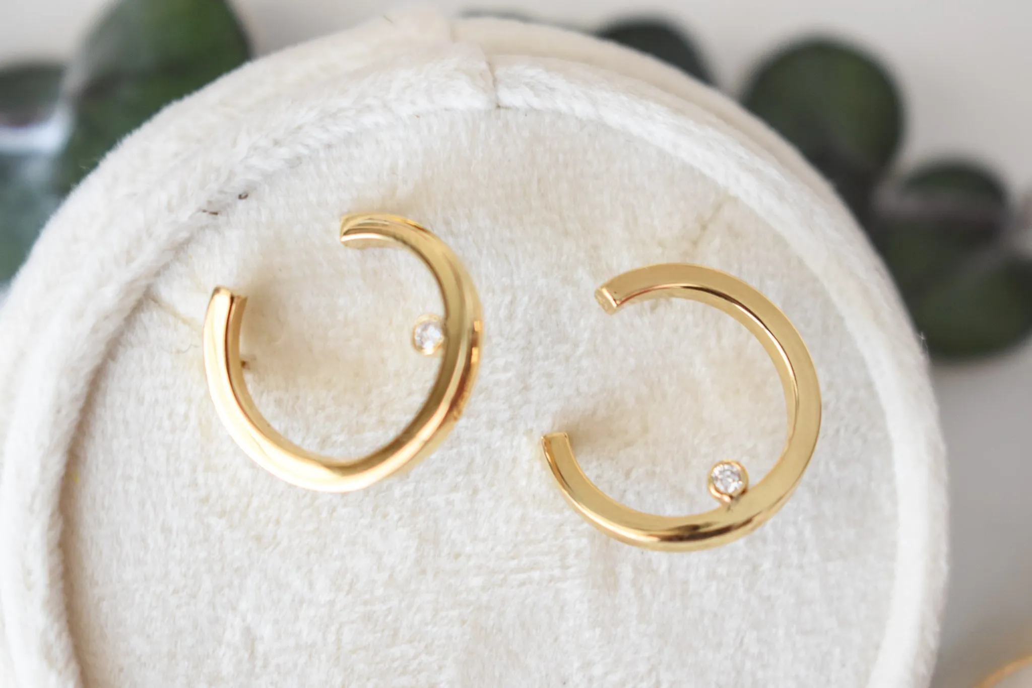 Yellow Gold Square Tube Diamond Hoop Earrings