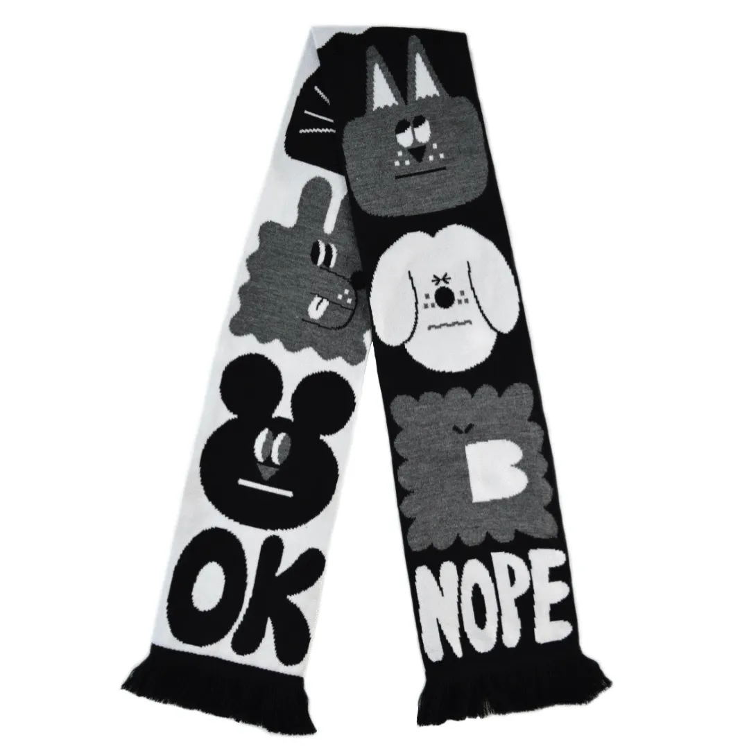 YUK FUN Chit Chat Scarf - Black & White