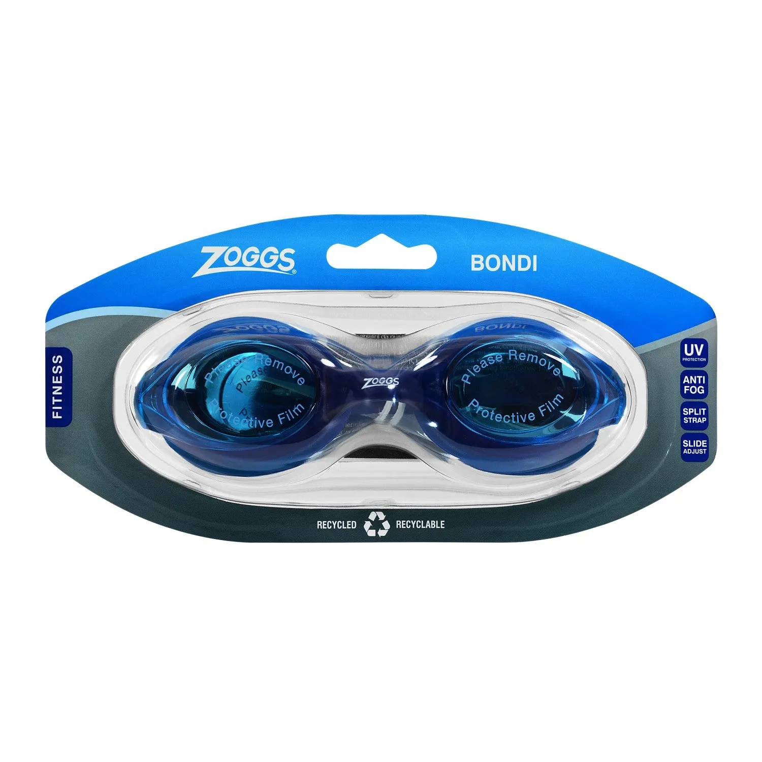 Zoggs Bondi Swimming Goggles | Navy/White - Tinted Blue Lens
